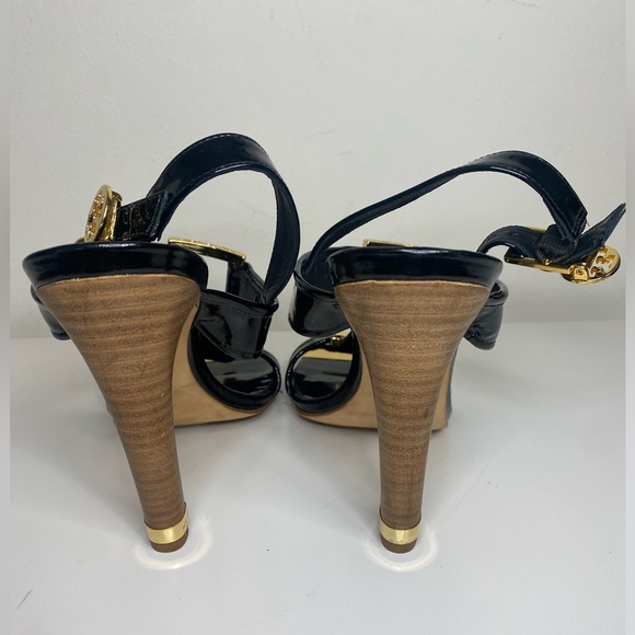 TORY BURCH Logo Patemt Heeled Slingback Sandals - Picture 6 of 15